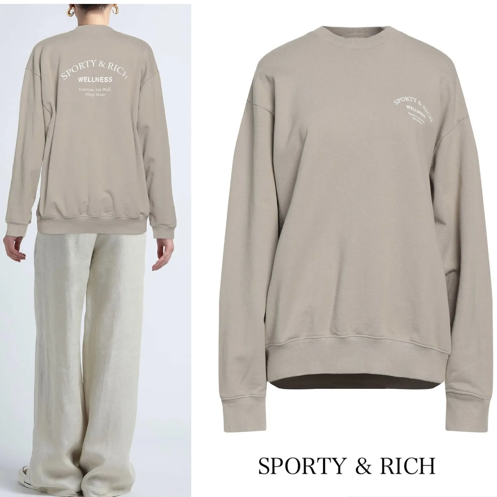 Sporty & Rich  |Crew Neck Sweat Long Sleeves Cotton Logo