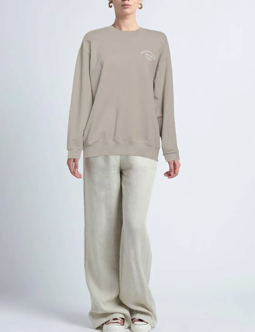 Sporty & Rich  |Crew Neck Sweat Long Sleeves Cotton Logo