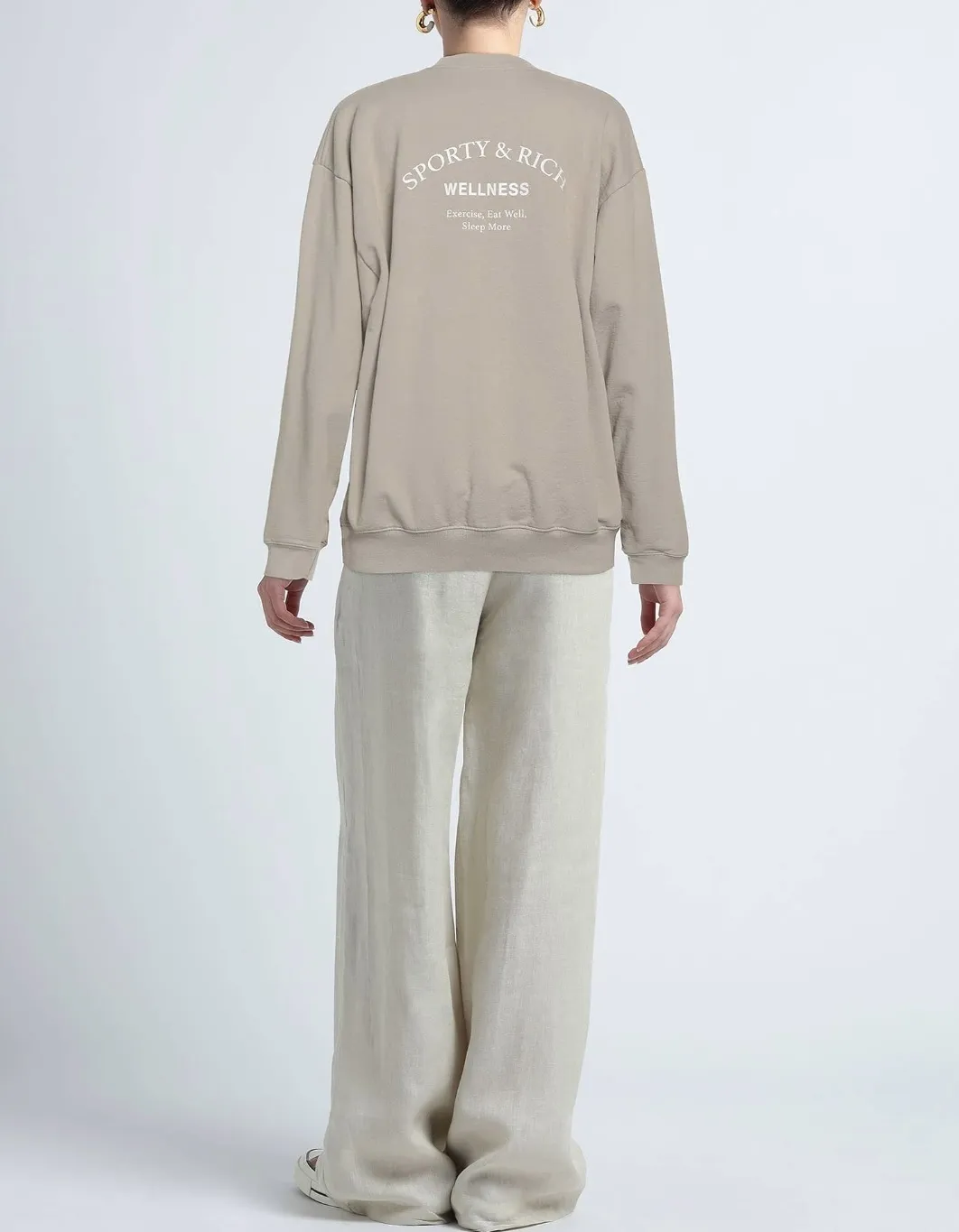 Sporty & Rich  |Crew Neck Sweat Long Sleeves Cotton Logo